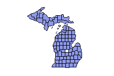 Map of Michigan with Counties